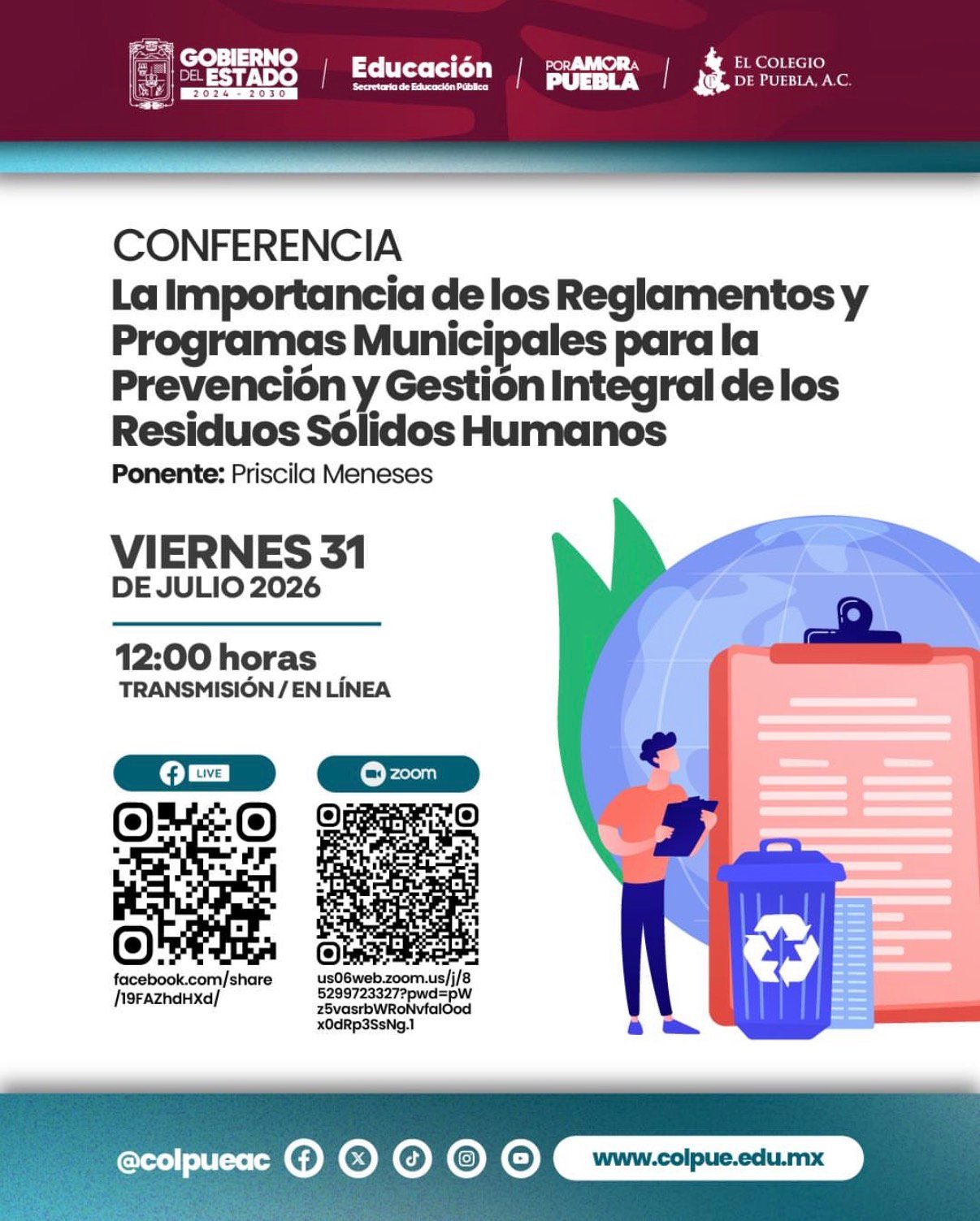 Destaca El Colegio de Puebla importancia de reglamentos para la gestión de residuos