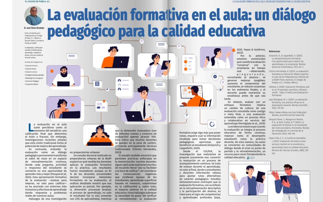 La evaluación formativa en el aula: un diálogo pedagógico para la calidad educativa
